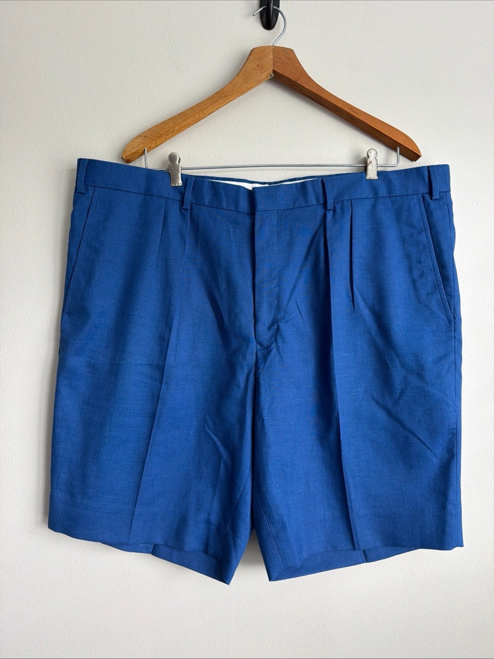 Vintage Islander Linen English Sports Shop Linen Shorts Pleated Blue Men's 44